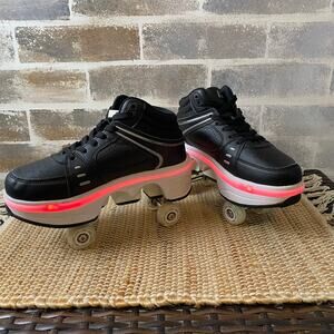 2 in 1 Skate / Sneakers Retractable Wheels Roller Shoes w/ Lights Size US 5.5